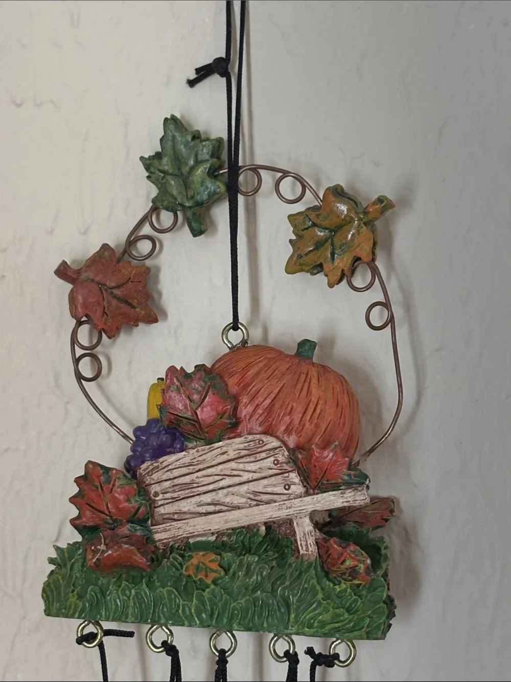 Autumn Harvest Pumpkin Wind Chime Wall Decor - Fall Colors